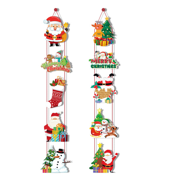 Pair of Christmas Porch Hanging Sign Xmas Door Banner Wall Christmas Hanging Party Decoration Style 1