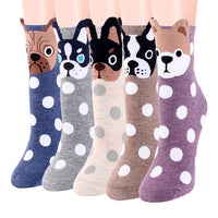 5 Pairs of Cotton Socks for Dog Enthusiasts