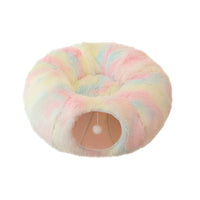 Plush Cat Tunnel with Cat Bed Pet Cat Tunnel Toys Rainbow