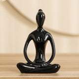 4Pcs Meditation Yoga Pose Statue Yoga Figurine Ornament Home Decoration Black