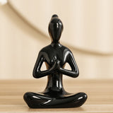 4Pcs Meditation Yoga Pose Statue Yoga Figurine Ornament Home Decoration Black