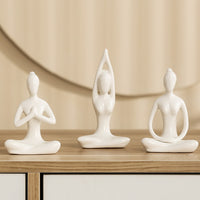 4Pcs Meditation Yoga Pose Statue Yoga Figurine Ornament Home Decoration White