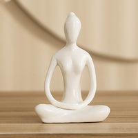 4Pcs Meditation Yoga Pose Statue Yoga Figurine Ornament Home Decoration White