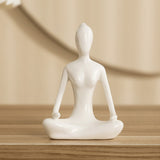 4Pcs Meditation Yoga Pose Statue Yoga Figurine Ornament Home Decoration White