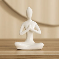 4Pcs Meditation Yoga Pose Statue Yoga Figurine Ornament Home Decoration White