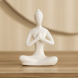 4Pcs Meditation Yoga Pose Statue Yoga Figurine Ornament Home Decoration White