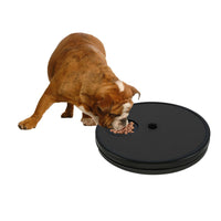 Non-Slip Pet Dog Scratch Board Rotating Round Dog Nail Scratch Pad with 6 Snack Compartments Black