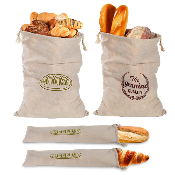 4 Pcs Linen Bread Bags Reusable Reusable Bread Bags with Drawstring for Homemade Bread