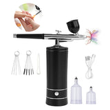 Rechargeable Cordless Airbrush Kit With Compressor for Nail Art Makeup Painting Art Cake Black