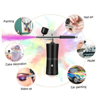 Rechargeable Cordless Airbrush Kit With Compressor for Nail Art Makeup Painting Art Cake Green