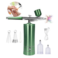 Rechargeable Cordless Airbrush Kit With Compressor for Nail Art Makeup Painting Art Cake Green