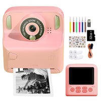 Kids Instant Print Camera with Memory Card and 5 Rolls of Print Paper Pink