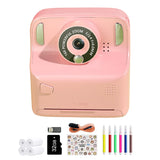 Kids Instant Print Camera with Memory Card and 5 Rolls of Print Paper Pink