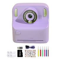 Kids Instant Print Camera with Memory Card and 5 Rolls of Print Paper Purple