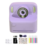 Kids Instant Print Camera with Memory Card and 5 Rolls of Print Paper Purple