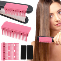 Set of Detachable Flat Iron Comb Attachment Clip-on Hair Straightening Comb Hair Styling Tool Pink