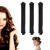 Set of 3Pcs Heatless Hair Curler Overnight Curls Rods with Hook Long  BlackHair Styling Tools