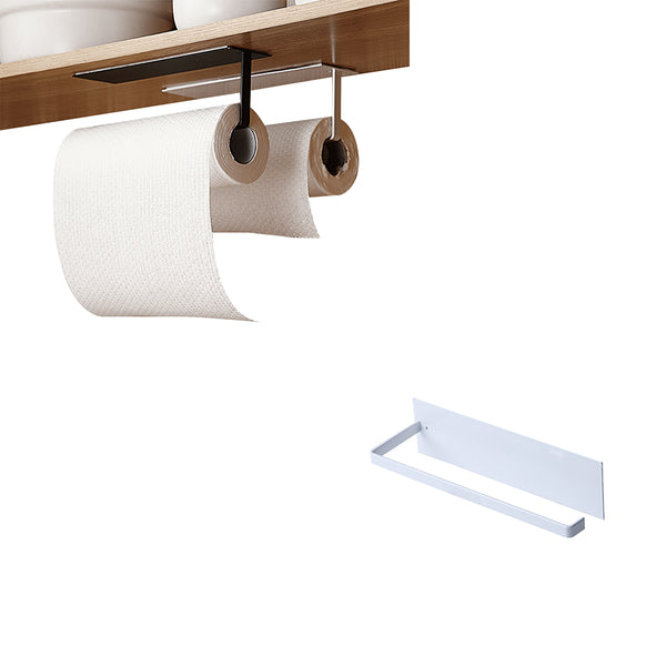 Wall Mount Paper Towel Holder Self-Adhesive Paper Towel Roll Holder for Kitchen Bathroom Under Cabinet White