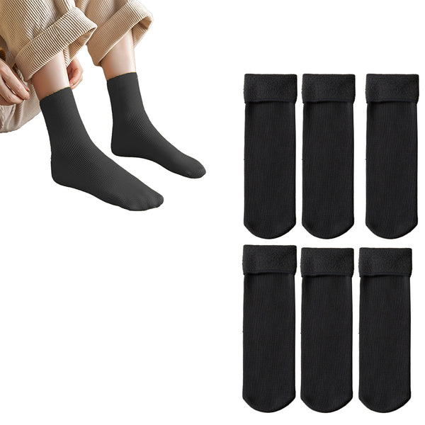 3 Pairs of Warm Plush Thermal Socks Thick Winter Snow Boot Socks for Women Black