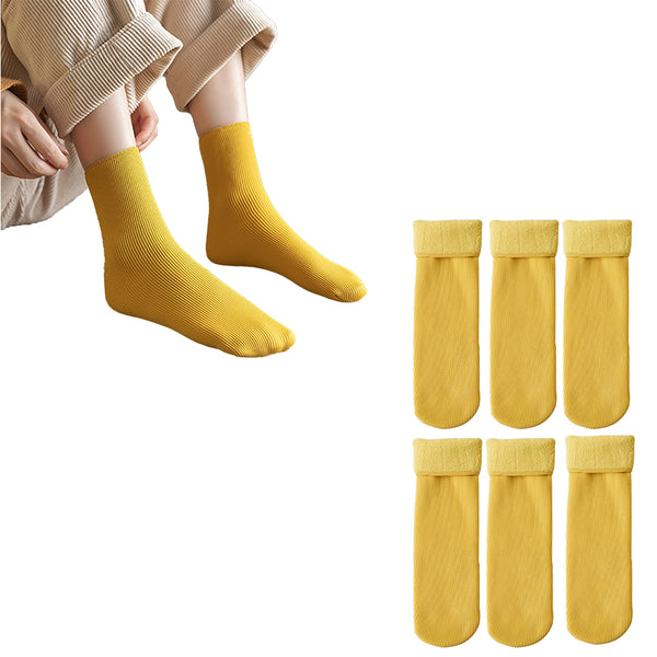 3 Pairs of Warm Plush Thermal Socks Thick Winter Snow Boot Socks for Women Yellow