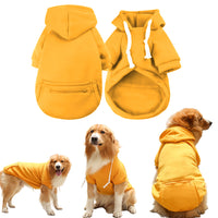 Winter Dog Hoodie Sweatshirts with Pockets Warm Dog Jumper Puppy Clothing Coat Shirt Yellow