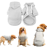 Winter Dog Hoodie Sweatshirts with Pockets Warm Dog Jumper Puppy Clothing Coat Shirt Grey