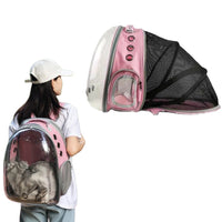 Expandable Travel Cat Backpack Carrier Polarized Tinted Bubble Window Pet Backpack Pink