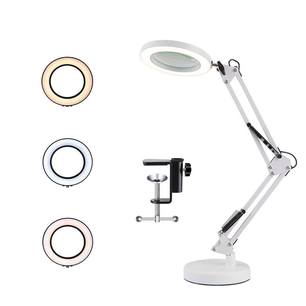 5X Magnifying Lamp 3-Color Adjustable Reading Light for Close Work Repair White