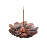 Stick Incense Holder with Detachable Ash Catcher Lotus Sandalwood Burner Plate Home Decor Red bronze