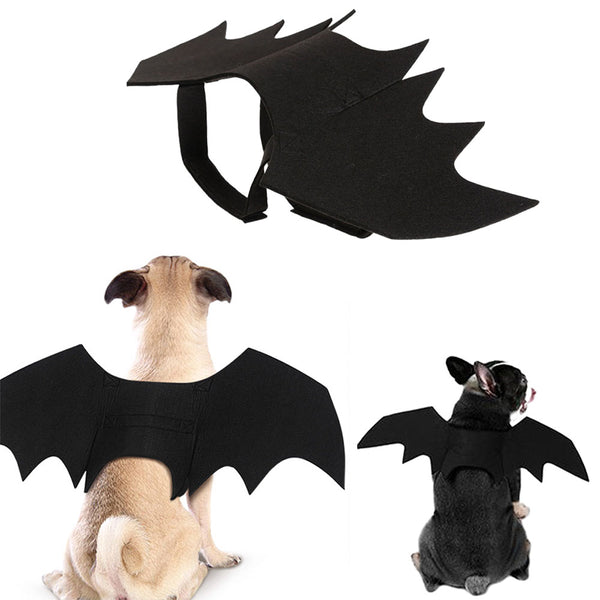 Black Bat Wings Costume Prop Dress Up Halloween Pet Dog Holiday Decor