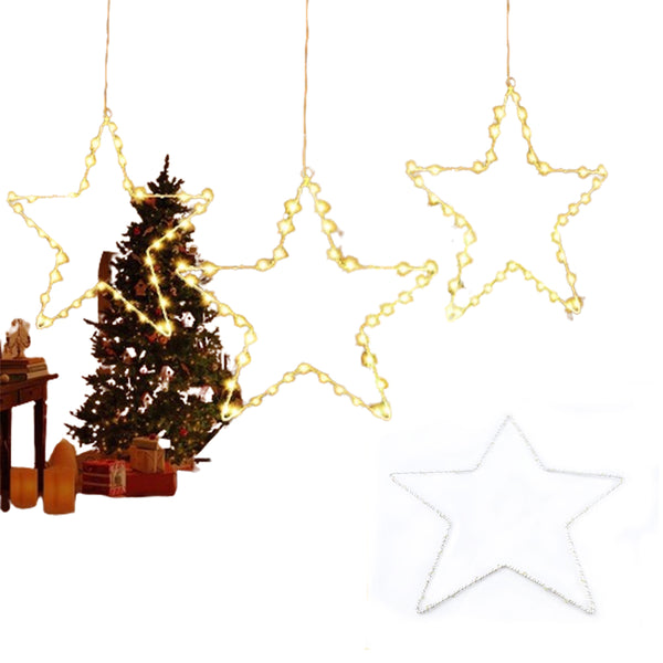 3Pcs 30cm Star Christmas Light Battery Operated Indoor Xmas Party LED Decoration