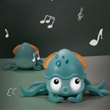 Electric Crawling Octopus Toy LED Light Up Musical Walking Toy for Kids Green