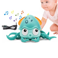 Electric Crawling Octopus Toy LED Light Up Musical Walking Toy for Kids Green