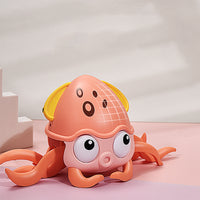 Electric Crawling Octopus Toy LED Light Up Musical Walking Toy for Kids Pink