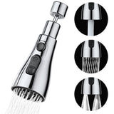 3 Modes Faucet Sprayer 360 Flexible Kitchen Sink Extension Attachment Water Saving Nozzle Silver