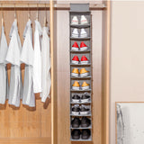 10-Pocket Hanging Hat Rack  Closet Cap Organizer for Baseball Shoes Grey