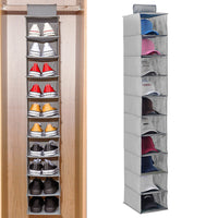 10-Pocket Hanging Hat Rack  Closet Cap Organizer for Baseball Shoes Grey