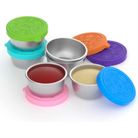 4Pcs 40ML Salad Dressing Containers with Silicone Lids Leak Proof Steel Condiment Dip Cups