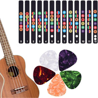 Guitar Note Stickers Set Fretboard Stickers with 5Pcs Guitar Picks for Beginner Learner Practice