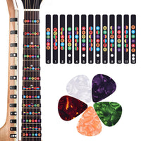 Guitar Note Stickers Set Fretboard Stickers with 5Pcs Guitar Picks for Beginner Learner Practice