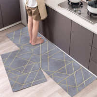 2Pcs Set Non-Slip Kitchen Floor Mats Home Door Mats Easy Clean Style 1