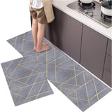 2Pcs Set Non-Slip Kitchen Floor Mats Home Door Mats Easy Clean Style 1