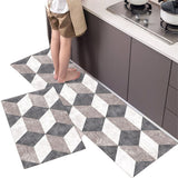 2Pcs Set Non-Slip Kitchen Floor Mats Home Door Mats Easy Clean Style 2