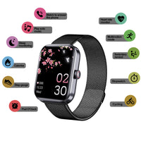 Bluetooth Smart Watch for Women Touch Screen Watch Heart Rate Sleep Monitor Fitness Tracker for iOS Android Black