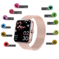 Bluetooth Smart Watch for Women Touch Screen Watch Heart Rate Sleep Monitor Fitness Tracker for iOS Android Pink