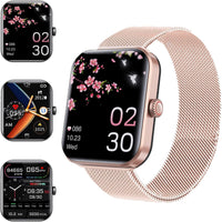 Bluetooth Smart Watch for Women Touch Screen Watch Heart Rate Sleep Monitor Fitness Tracker for iOS Android Pink