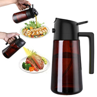 2-in-1 Oil Dispenser 470ml Glass Oil Sprayer Kitchen Cooking Tool Brown