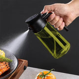 2-in-1 Oil Dispenser 470ml Glass Oil Sprayer Kitchen Cooking Tool Green