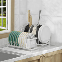 Small Dish Drying Rack for Kitchen Counter Space Saving Dish Drainer White