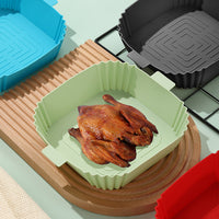 2-Piece Set Reusable Square Air Fryer Silicone Pots Oven Baking Trays with 30pcs Paper Liners